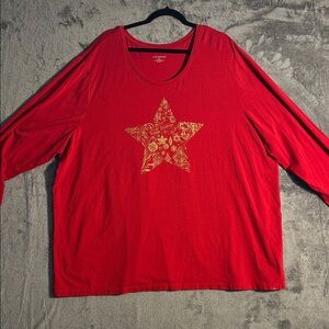 Catherines Gold Star Happy Holidays Blouse Top Women's Size 3X 26/28